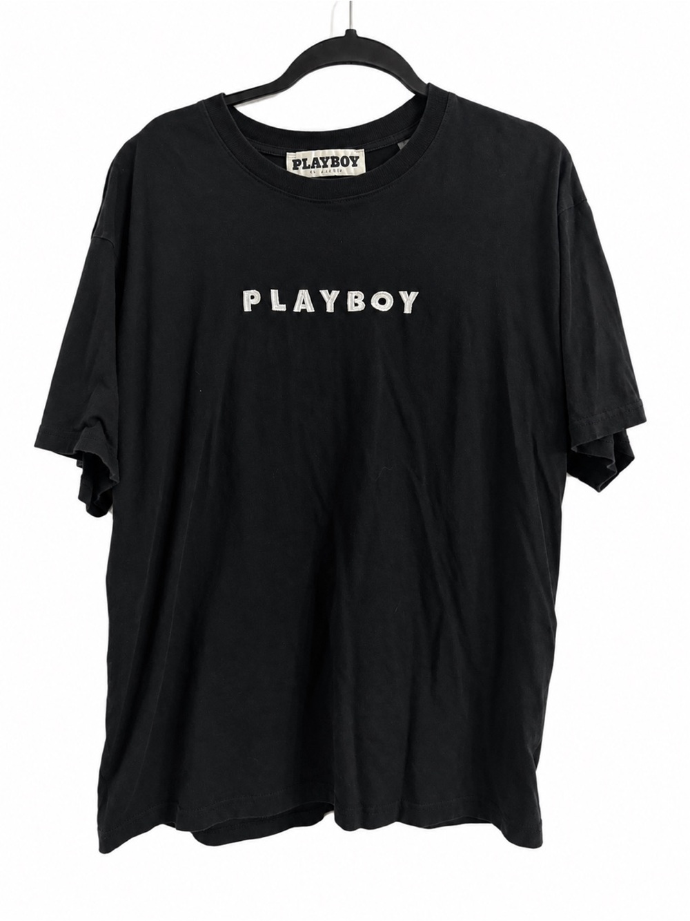 Playboy by PacSun Men’s Black Cotton Graphic T-Shirt Bunny Logo Embroidered XL